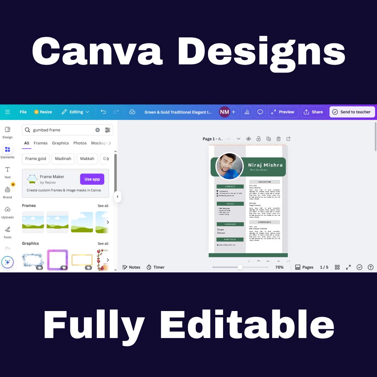 Basic Resume Template for Canva – clean, professional, and easy-to-edit resume design perfect for students, freshers, and job seekers to create a modern CV.