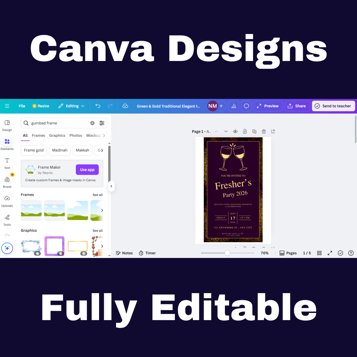 Freshers Party Invitation Card Template