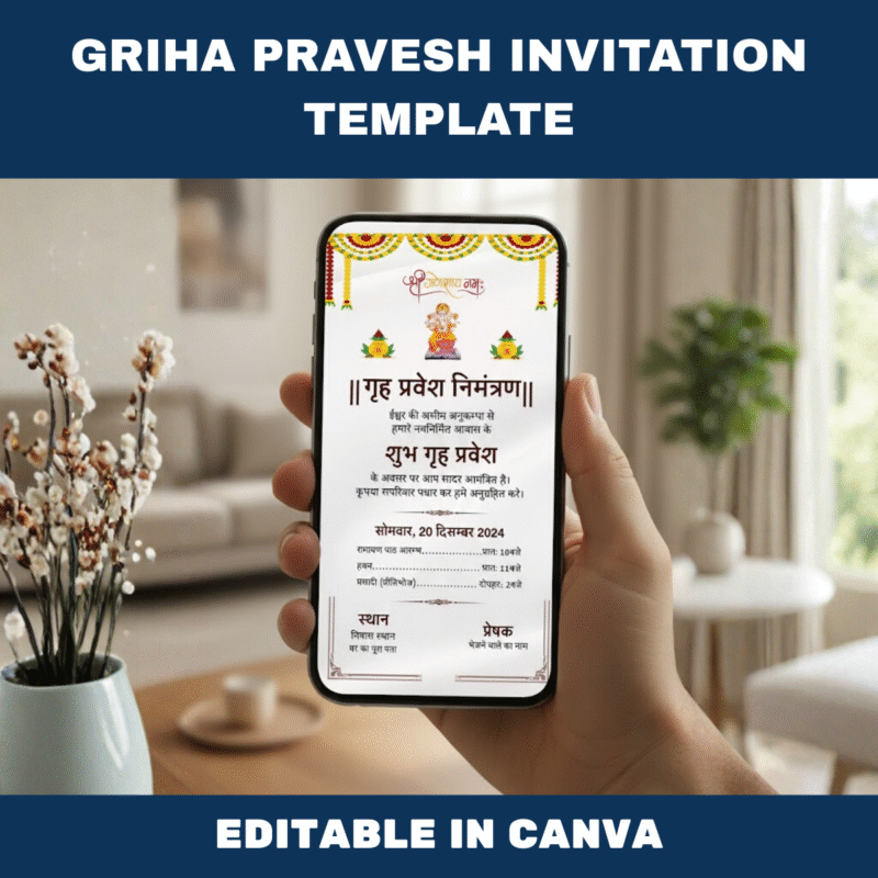Griha Pravesh Invitation Template | Editable Housewarming Card