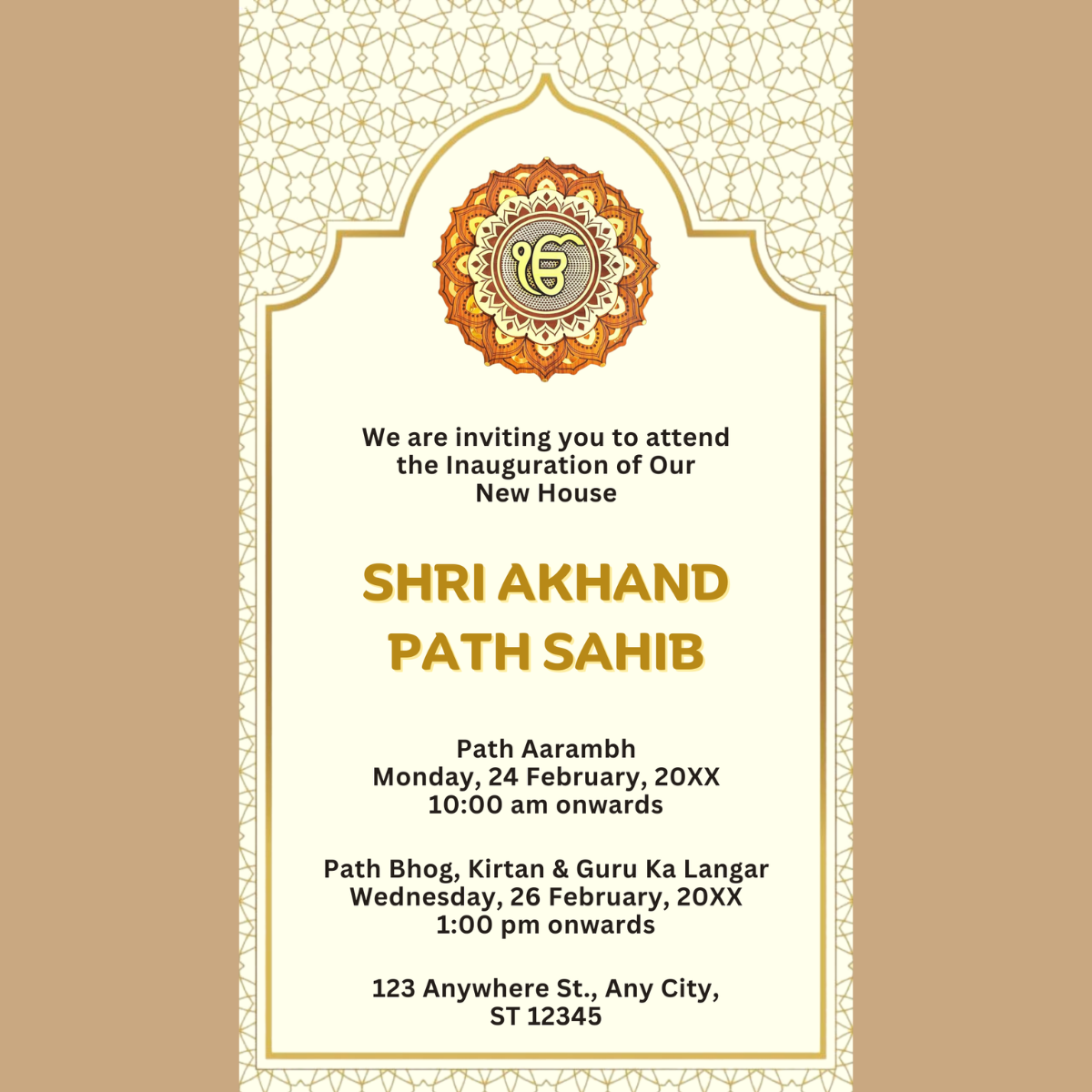 Akhand Path Invitation Card Template