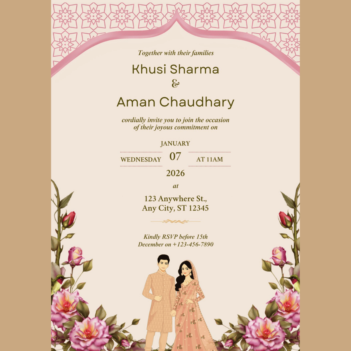Indian Wedding Invitation Canva Templates