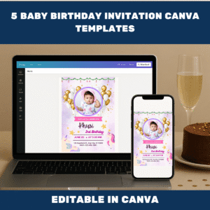 5 Baby Birthday Invitation Canva Templates