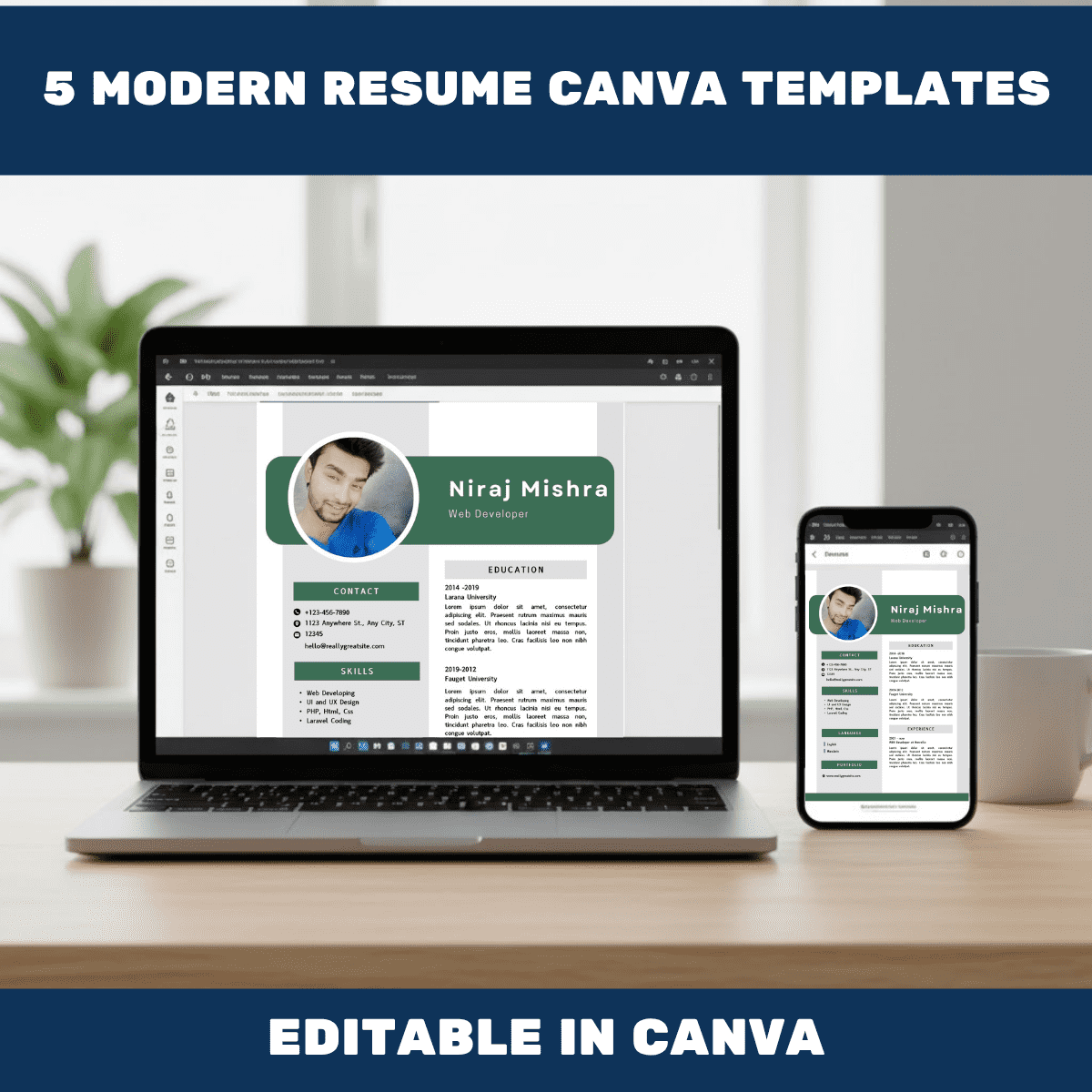 5 Modern Resume Canva Templates