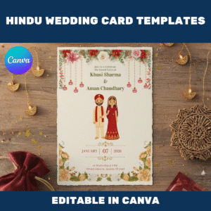 Elegant Hindu Wedding Card Templates | Editable in Canva | Traditional & Modern Designs